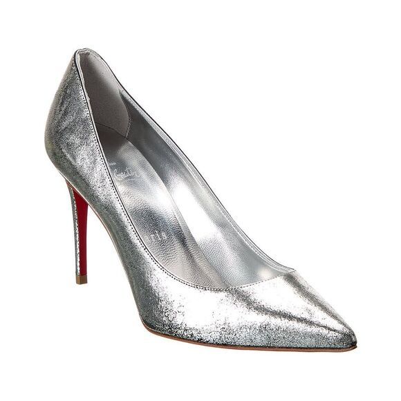 Christian Louboutin Kate 85 Leather Pump, Silver - Picture 1 of 5